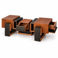 Credenza in noce con i cassetti aperti